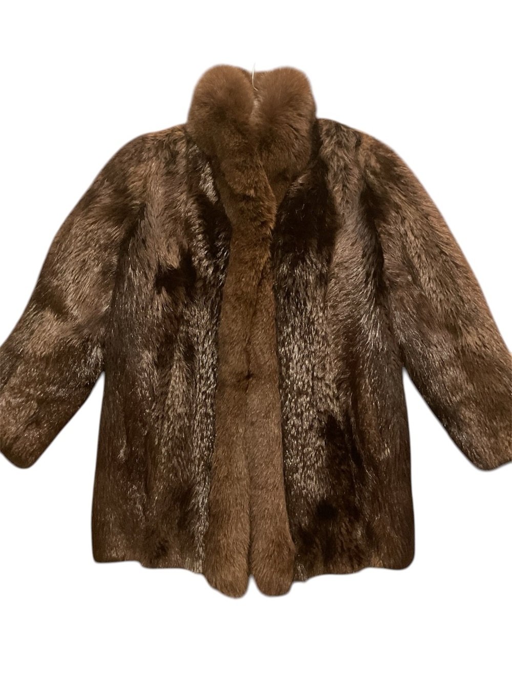 Luxurious Vintage Women’s Mink Fur Coat Dress Jacket Fox Collar Trench Coat sz L